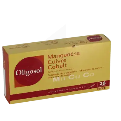 Oligosol Manganèse Cuivre Cobalt Solution Buvable 28 Ampoules/2ml à BIGANOS