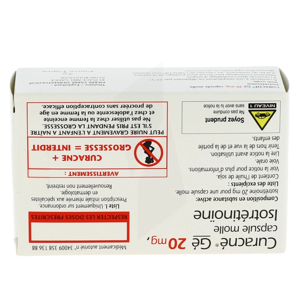 Pharmacie Carré Sénart - Médicament Curacne 20 Mg, Capsule Molle ...