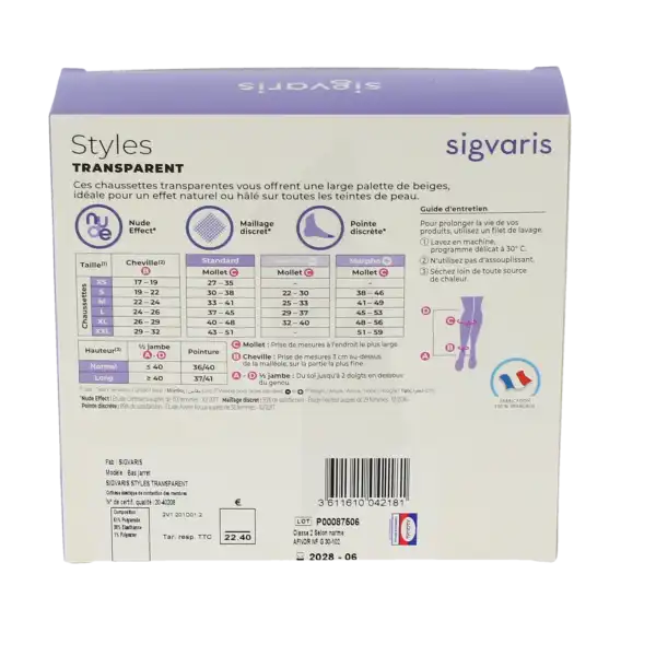 Sigvaris Styles Transparent Chaussettes  Femme Classe 2 Beige 120 Small Normal