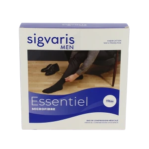 Sigvaris Essentiel Microfibre Bas Auto-fixants  Homme Classe 2 Noir X Large Normal
