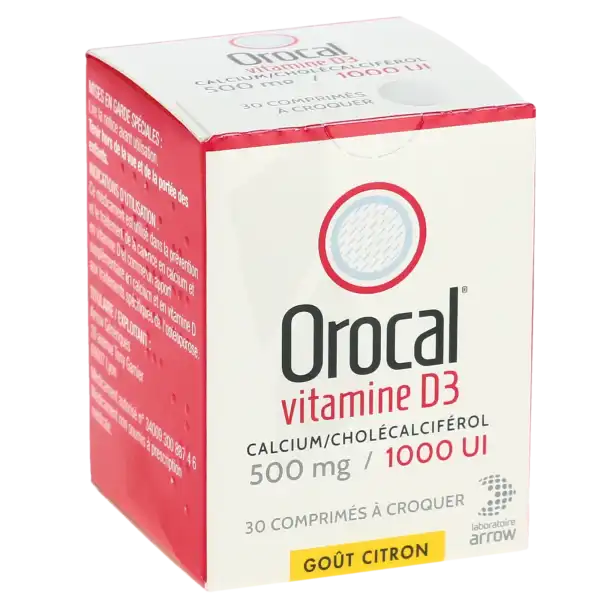 Orocal Vitamine D3 500 Mg/1000 Ui, Comprimé à Croquer
