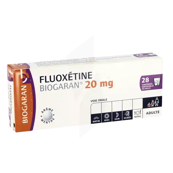 Fluoxetine Biogaran 20 Mg, Comprimé Dispersible Sécable
