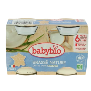 Babybio Alimentation Infantile Brassé Lait De Vache Nature 2pots/130g