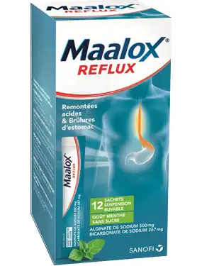 Maalox Reflux Alginate De Sodium/bicarbonate De Sodium Menthe 500 Mg/267 Mg Sans Sucre, Suspension Buvable En Sachet, édulcorée à La Saccharine Sodique à POITIERS