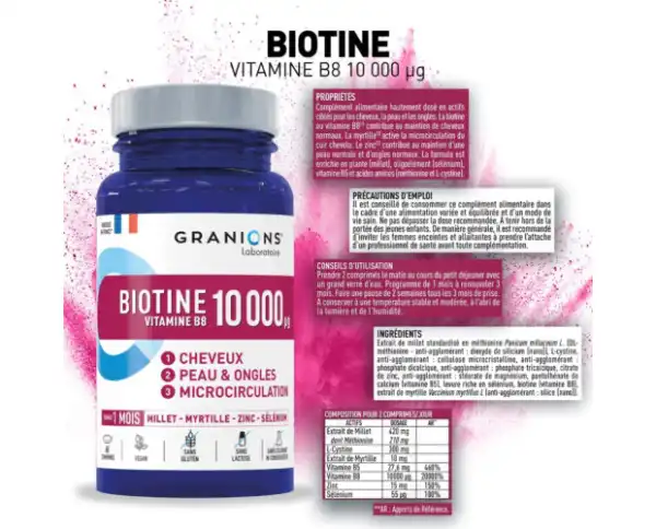 Granions Biotine 10 000µg Vitamine B8 Comprimés B/60