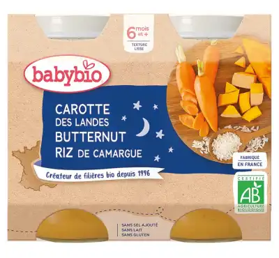 Babybio Pot Bonne Nuit Carotte Courge Butternut Riz à OULLINS