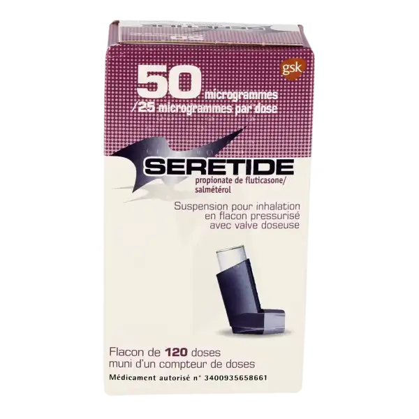 Seretide 50 Microgrammes/25 Microgrammes/dose, Suspension Pour Inhalation En Flacon Pressurisé Avec Valve Doseuse