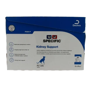 Dechra Specific Kidney Support Aliment Diététique Complet Pour Le Soutien De La Fonction Rénale Et Hépatique Chat 12x85g