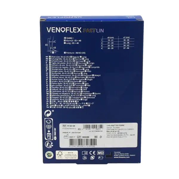 Venoflex Fast 2 Chaussette Lin Femme Ligne Noir Taille 4n