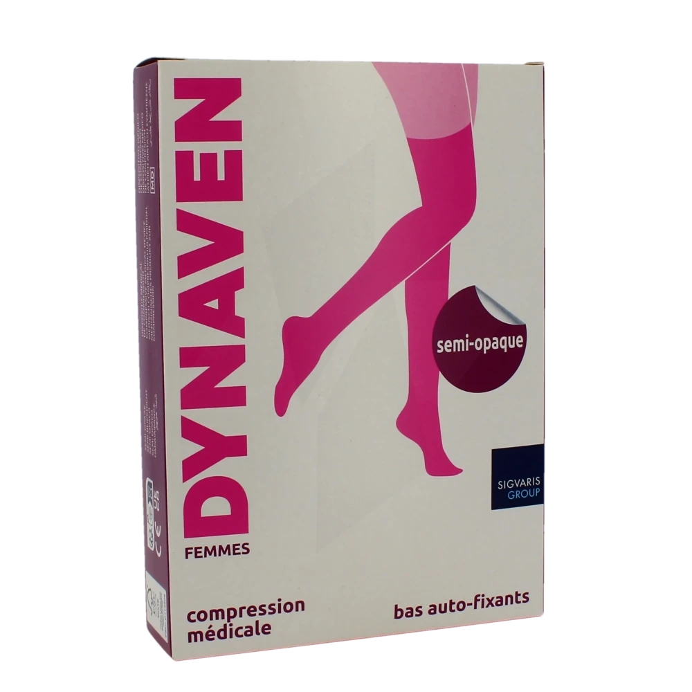 Sigvaris Dynaven Semi-opaque Bas Auto-fixants Classe 2 Femme Beige Long S