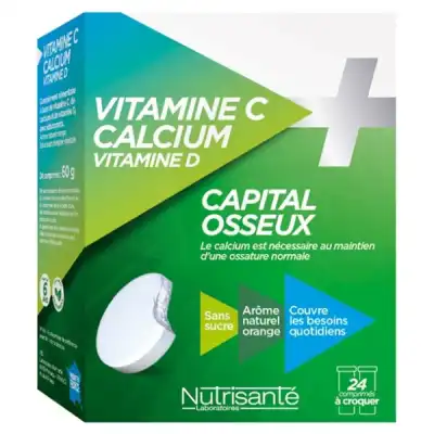 Nutrisanté Vitamine C + Calcium + Vitamine D2 Comprimés à Croquer 2T/12
