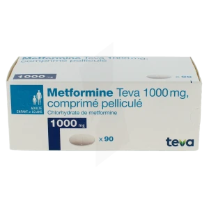 Metformine Teva 1000 Mg, Comprimé Pelliculé