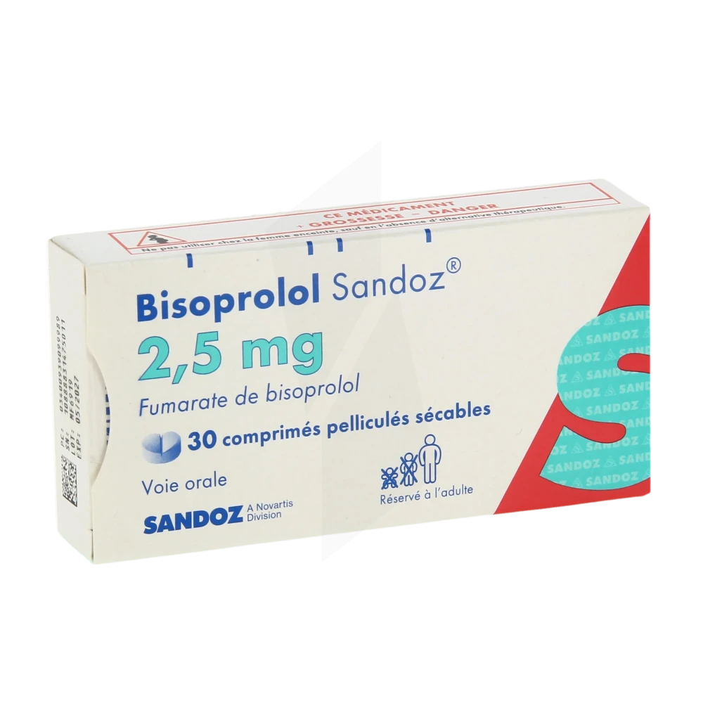 Bisoprolol Sandoz 2,5 Mg, Comprimé Pelliculé Sécable