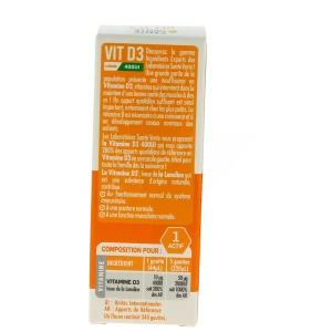 Santé Verte Vitamine D3 400 Ui Solution Buvable Flacon Compte-gouttes De 15 Ml