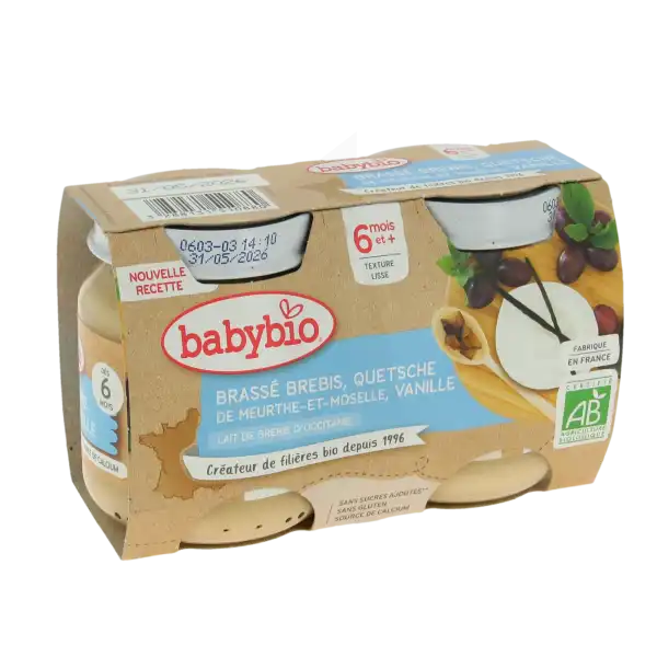 Babybio Alimentation Infantile Brassé Lait De Brebis Mirabelle Vanille 2pots/130g