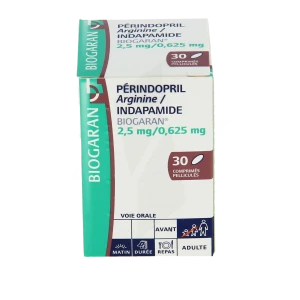 Perindopril Arginine/indapamide Biogaran 2,5 Mg/0,625 Mg, Comprimé Pelliculé