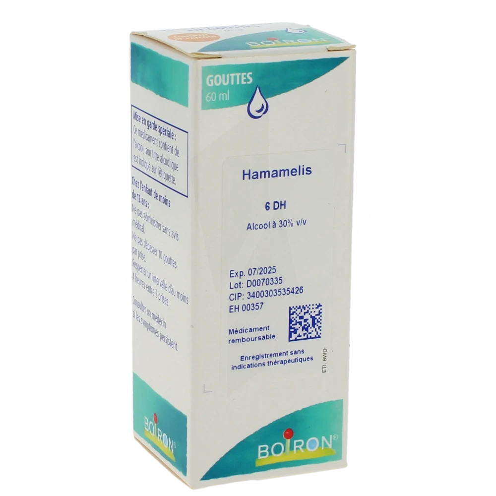 Boiron Hamamelis 6dh Solution Buvable En Gouttes Flacon De 60 Ml