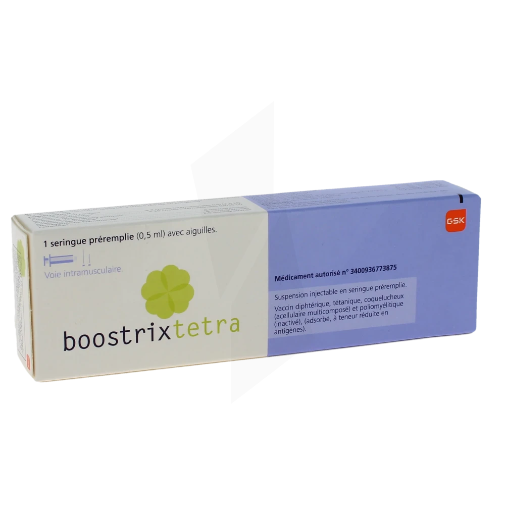 Boostrixtetra, Suspension Injectable En Seringue Préremplie. Vaccin Diphtérique, Tétanique, Coquelucheux (acellulaire Multicomposé) Et Poliomyélitique (inactivé), (adsorbé, à Teneur Réduite En Antigènes)