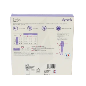 Sigvaris Styles Motifs Carreaux Collant Classe 2 Femme Noir Normal L