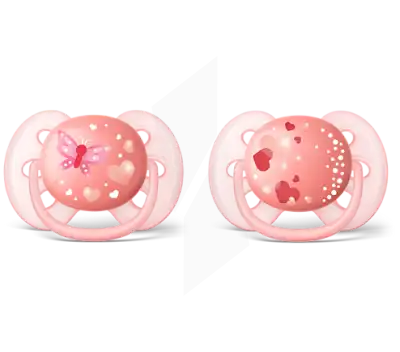 Avent Sucette Ultra Douce Silicone 6-18 Mois Papillon/coeur B/2 à Talence