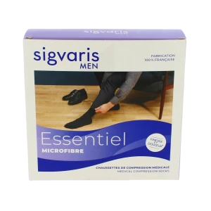 Sigvaris Essentiel Microfibre Chaussettes  Homme Classe 2 Noir Small Normal