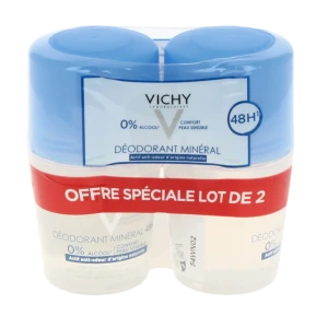 Vichy Déodorant Minéral Déodorant Minéral 48h Actif Anti-odeur D'origine Naturelle 2roll-on/50ml