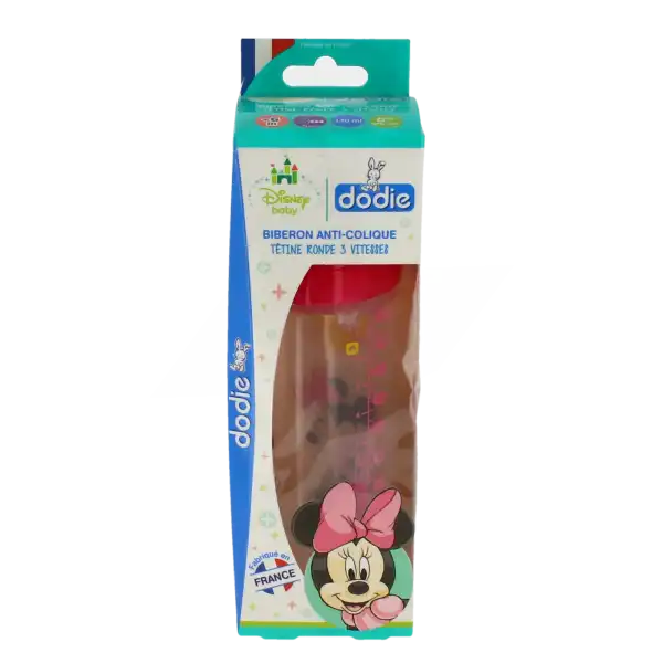 Dodie Disney Initiation+ Biberon Tétine 3 Vitesses Débit 3 +6mois Minnie Fushia 330ml