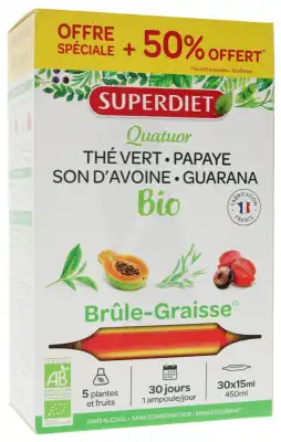 Superdiet Quatuor Bio Solution Buvable Brûle Graisse 30 Ampoules/15ml à BRUGES