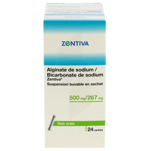 Alginate De Sodium/bicarbonate De Sodium Zentiva 500 Mg/267 Mg, Suspension Buvable En Sachet