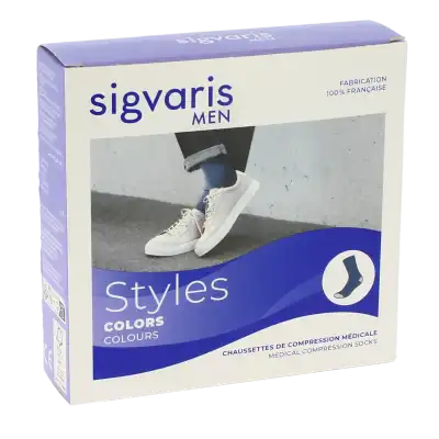 Sigvaris Styles Colors Chaussettes  Homme Classe 2 Bleu Medium Normal à DIGNE LES BAINS