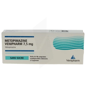 Metopimazine Venipharm 7,5 Mg Sans Sucre, Comprimé Orodispersible édulcoré à L’aspartam