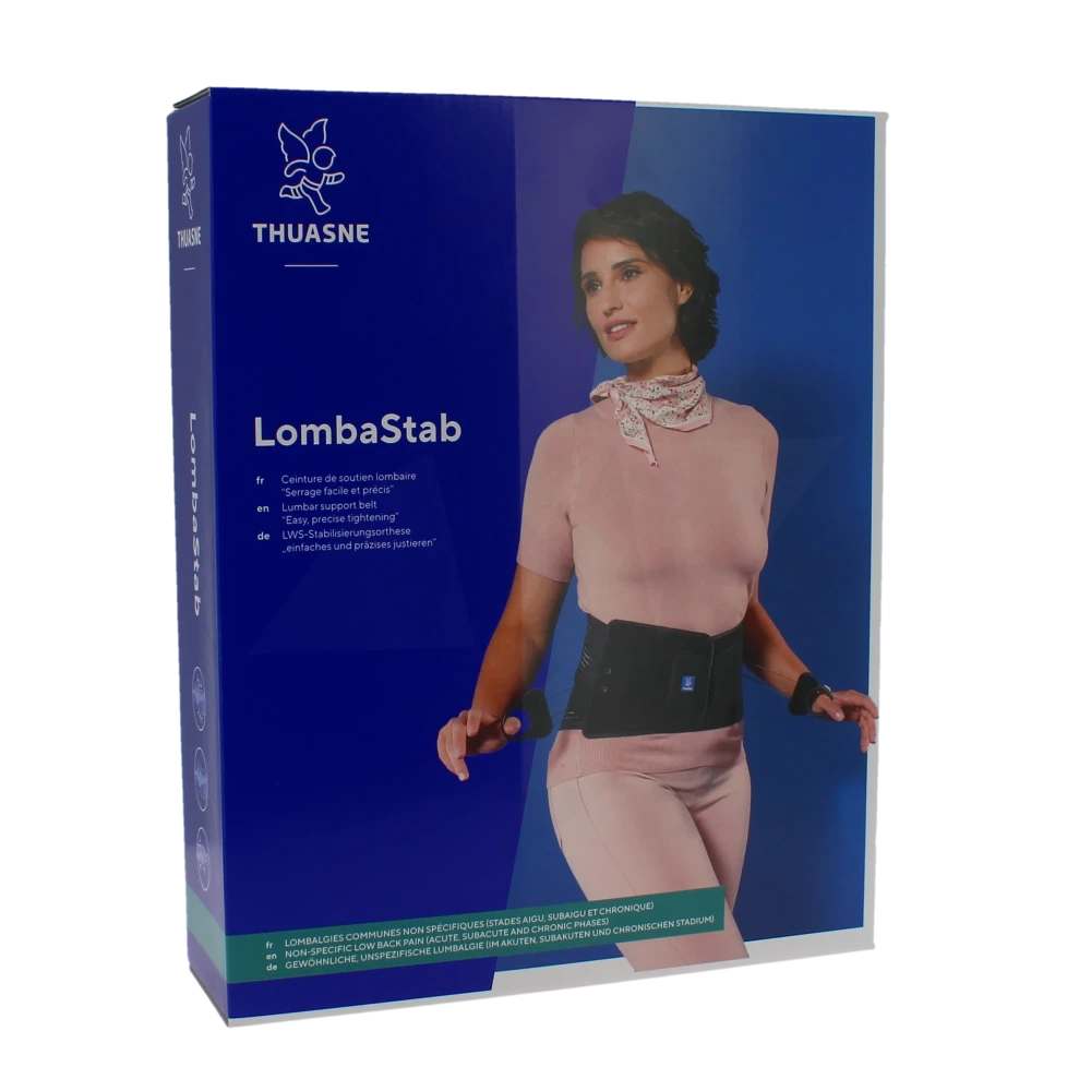 Thuasne Lombastab Ceinture Lombaire Maintien Noir Bleu Hauteur 26cm Taille 4