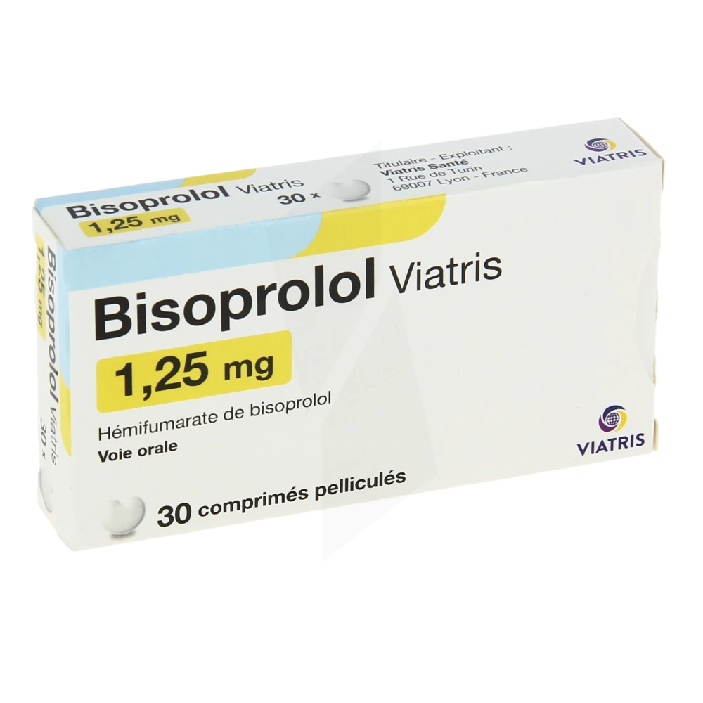 Bisoprolol Viatris 1,25 Mg, Comprimé Pelliculé
