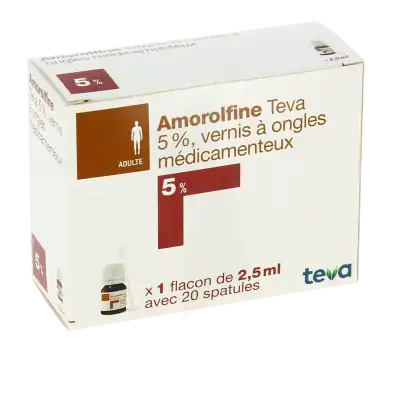 Amorolfine Teva 5 % Vernis Ongl Médic Médicamenteux 1fl Ver/2,5ml+spat à Andernos