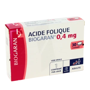 Acide Folique Biogaran 0,4 Mg, Comprimé