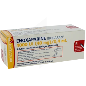 Enoxaparine Biogaran 4000 Ui (40 Mg)/0,4 Ml, Solution Injectable En Seringue Préremplie