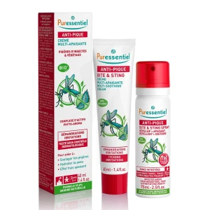 Puressentiel Anti-pique Spray 5 Huiles Essentielles Citriodiol Fl/75ml+crème Multi-apaisante