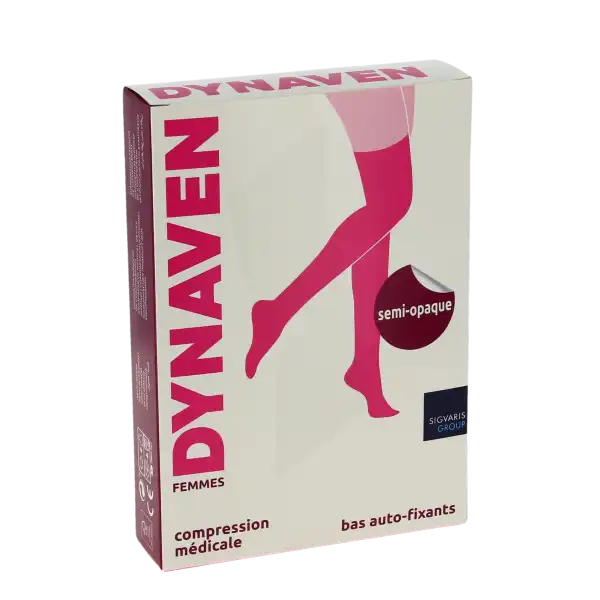 Sigvaris Dynaven Semi-opaque Bas Auto-fixants Classe 2 Femme Noir Normal M