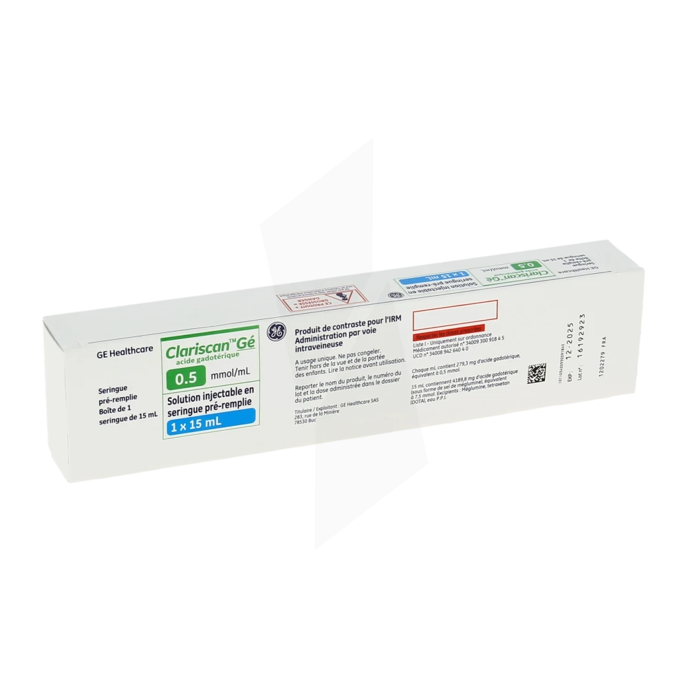 Clariscan 0,5 Mmol/ml, Solution Injectable En Seringue Pré-remplie