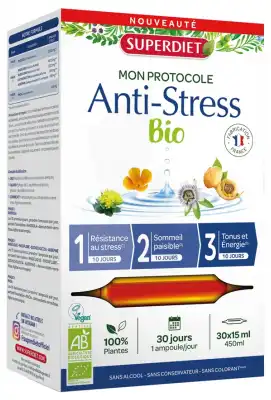 Superdiet Solution Buvable Protocole Anti-stress Bio 30 Ampoules/15ml à Le havre