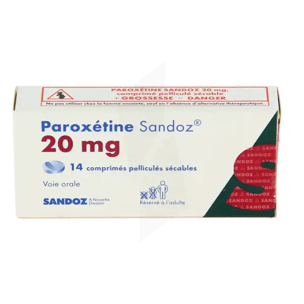 Paroxetine Sandoz 20 Mg, Comprimé Pelliculé Sécable