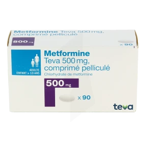 Metformine Teva 500 Mg, Comprimé Pelliculé