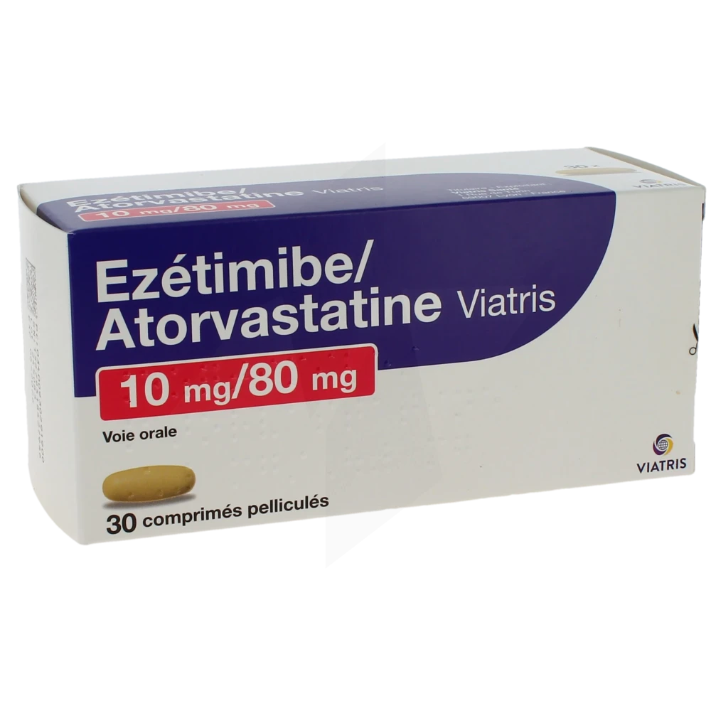 Ezetimibe/atorvastatine Viatris 10 Mg/80 Mg Cpr Pell Plq/30