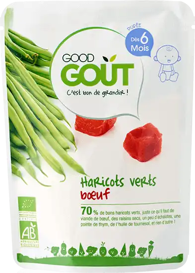 Good Goût Alimentation Infantile Haricots Verts Boeuf Sachet/190g