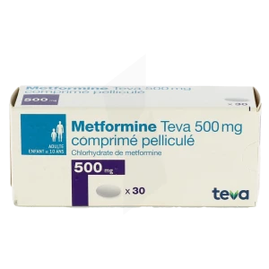 Metformine Teva 500 Mg, Comprimé Pelliculé