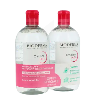 Bioderma Créaline H2o Eau Micellaire Visage Nettoyante Démaquillante 2x500 Ml à LIVRON-SUR-DROME