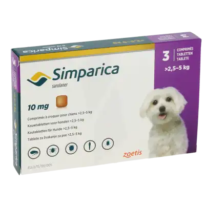 Simparica 10mg (chien 2,5 - 5 Kg) Boîte De 3 Comprimés à La-Valette-du-Var