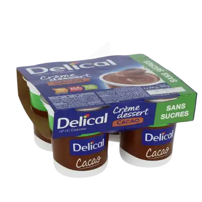 Delical Crème Hp Hc Sans Sucres Nutriment Cacao 4pots/200g à VIGNEUX SUR SEINE