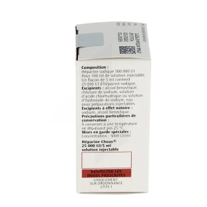 Heparine Choay 25 000 Ui/5 Ml, Solution Injectable