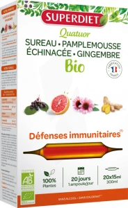 Superdiet Quatuor Bio Solution Buvable Immunité 20 Ampoules/15ml